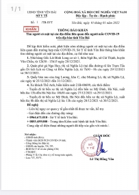Thông báo khẩn: Tìm người có mặt tại các địa điểm liên quan đến trường hợp mắc COVID-19 trên địa bàn tỉnh Yên Bái.