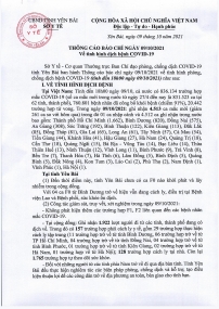 Thông cáo báo chí về tình hình dịch bệnh COVID-19 ngày 9 tháng 10 năm 2021
