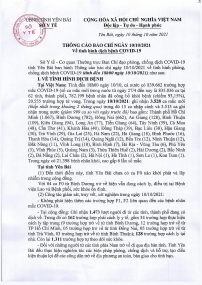 Thông cáo báo chí về tình hình dịch bệnh COVID-19 ngày 10 tháng 10 năm 2021