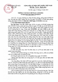 Thông cáo báo chí về tình hình dịch bệnh COVID-19 ngày 11 tháng 10 năm 2021