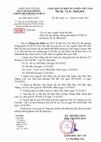 Yêu cầu rà soát các trường hợp liên quan đến bệnh nhân COVID-19 theo thông báo khẩn của tỉnh Lào Cai.