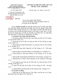 Yêu cầu rà soát các trường hợp liên quan đến bệnh nhân COVID-19 theo thông báo khẩn của các tỉnh.