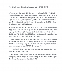 Yên Bái ghi nhận 2 trường hợp dương tính với SARS-CoV-2.
