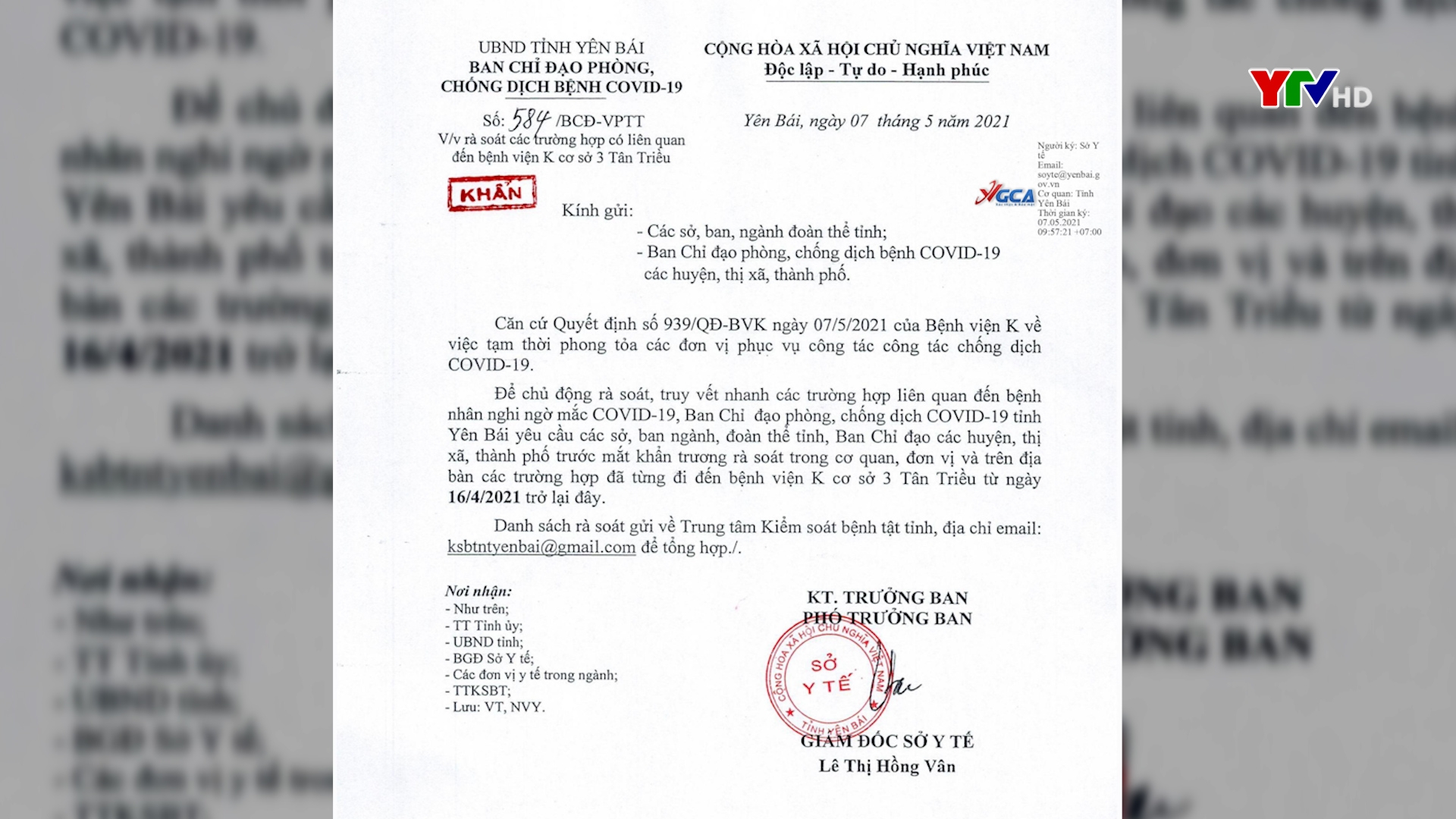 Yên Bái yêu cầu rà soát các trường hợp có liên quan đến Bệnh viện K cơ sở 3 Tân Triều từ ngày 16/4 trở lại đây
