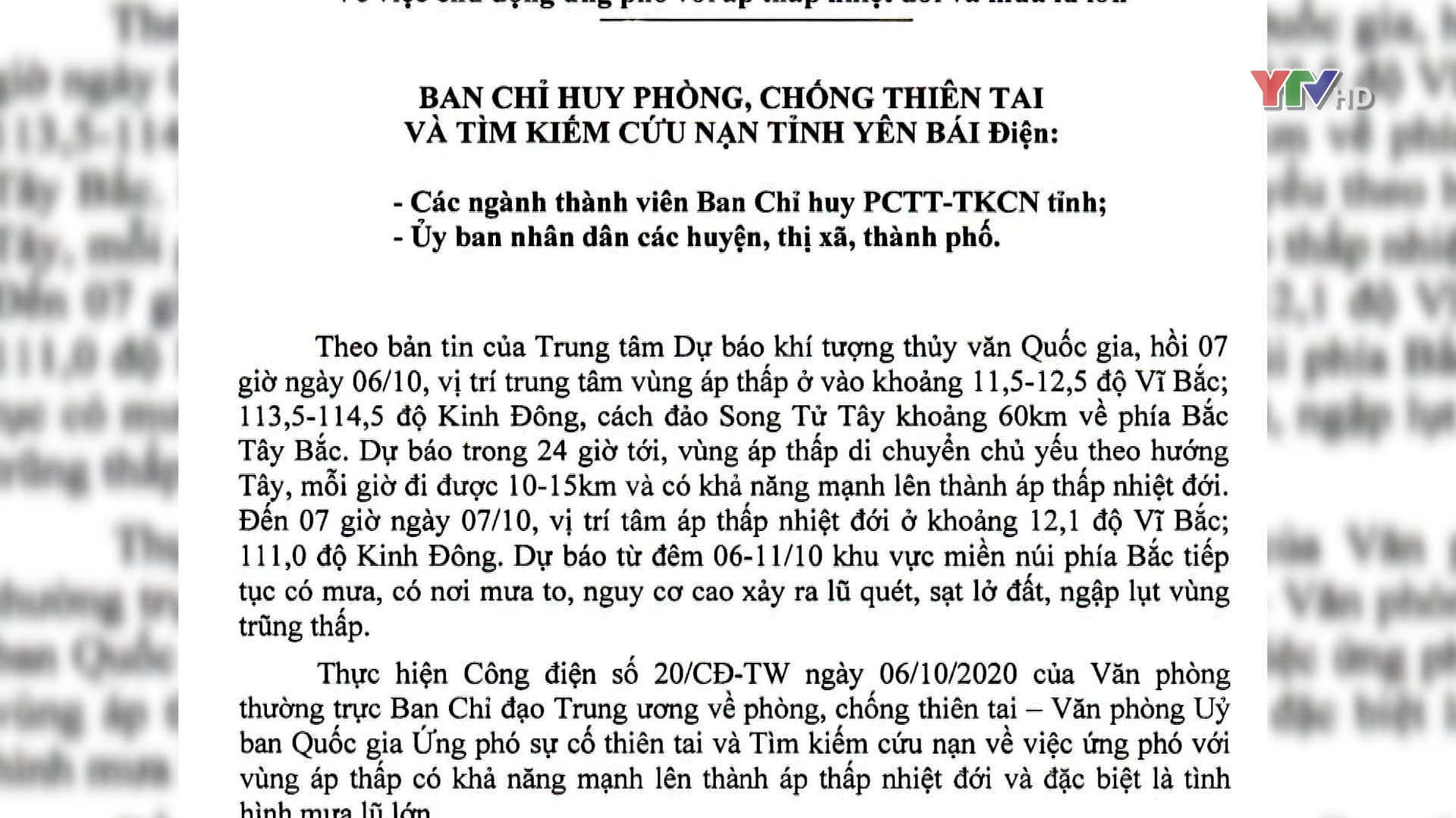 Công điện về việc chủ động đối phó với áp thấp nhiệt đới và mưa lũ lớn